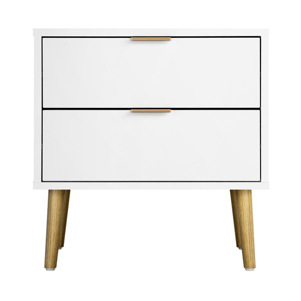 Bedside Tables 2 Drawers Side Table Nightstand Storage Cabinet White