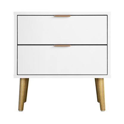Bedside Tables 2 Drawers Side Table Nightstand Storage Cabinet White