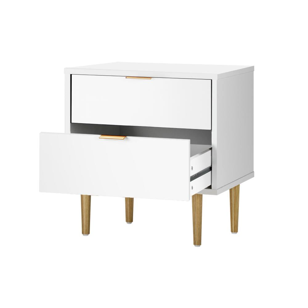 Bedside Tables 2 Drawers Side Table Nightstand Storage Cabinet White