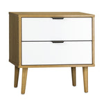 Bedside Tables 2 Drawers Side Table Nightstand Storage Cabinet Wood and White