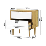 Bedside Tables 2 Drawers Side Table Nightstand Storage Cabinet Wood and White