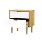 Bedside Tables 2 Drawers Side Table Nightstand Storage Cabinet Wood and White