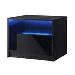 Bedside Tables RGB LED Side Table Drawers High Gloss Nightstand