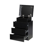 Bedside Table RGB LED Nightstand Cabinet 3 Drawers Side Table Furniture Black