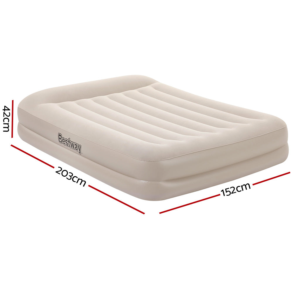 Bestway Air Bed  Queen Size Mattress  Built-in Pump Camping Inflatable,White