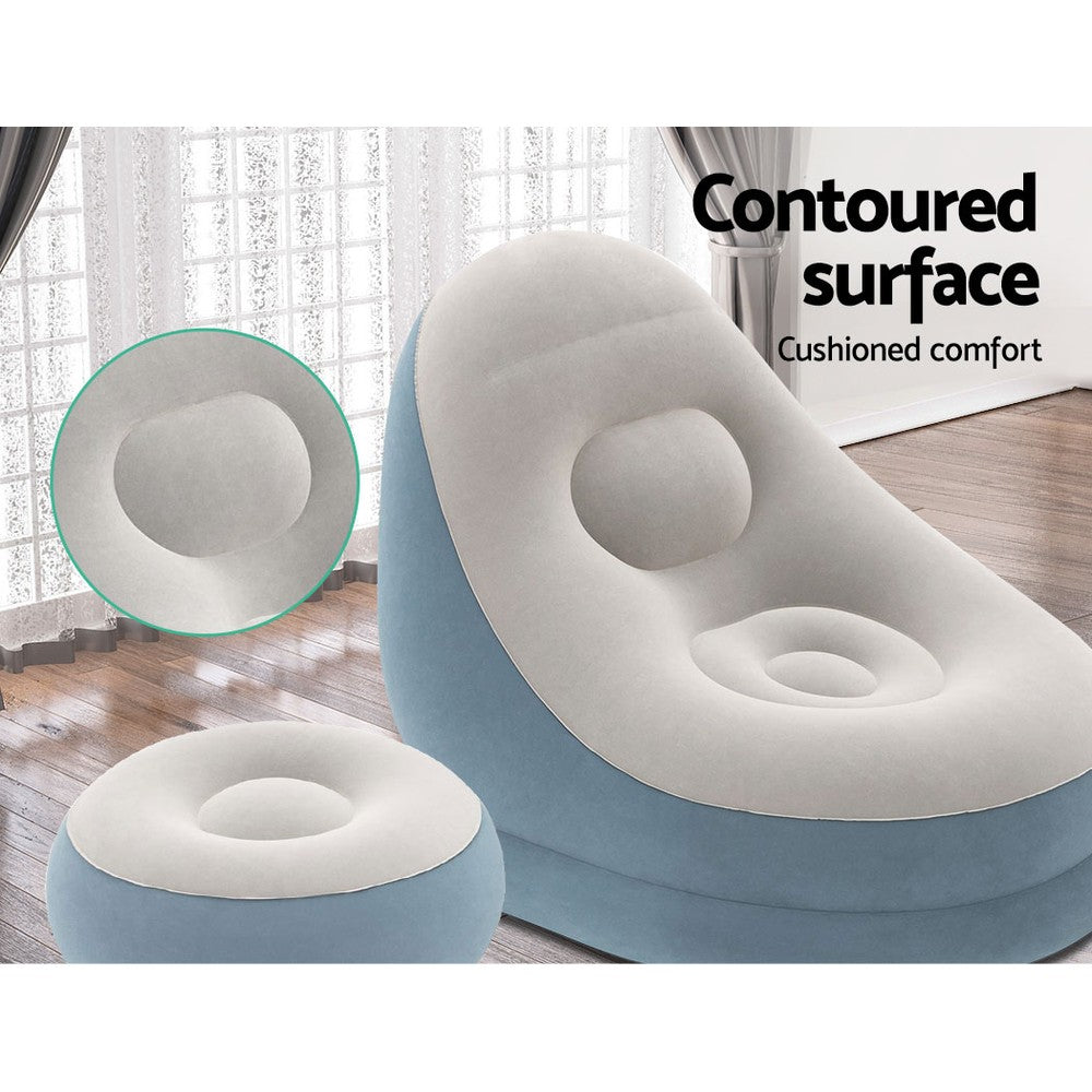 Purple/Blue Lazy Sofa Lounge Ottoman Air Chair Seat - 54×54×26cm