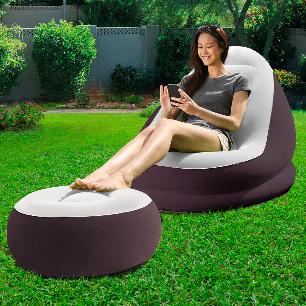 Purple/Blue Lazy Sofa Lounge Ottoman Air Chair Seat - 54×54×26cm