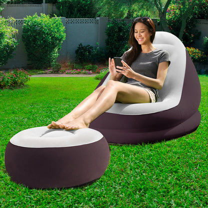 Purple/Blue Lazy Sofa Lounge Ottoman Air Chair Seat - 54×54×26cm