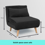 Adjustable Corner Sofa Bed Single Seater Lounge Velvet - Black