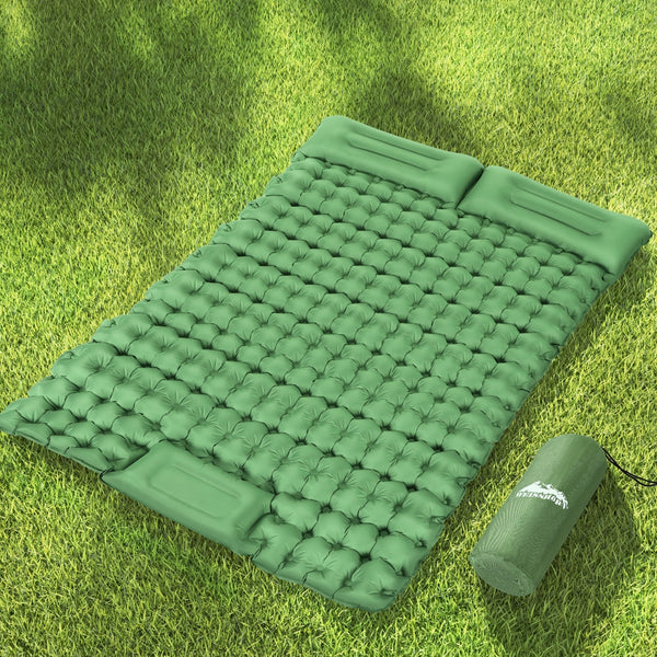  Self Inflating Mattress Camping Sleeping Mat Air Bed Pad Double Pillow
