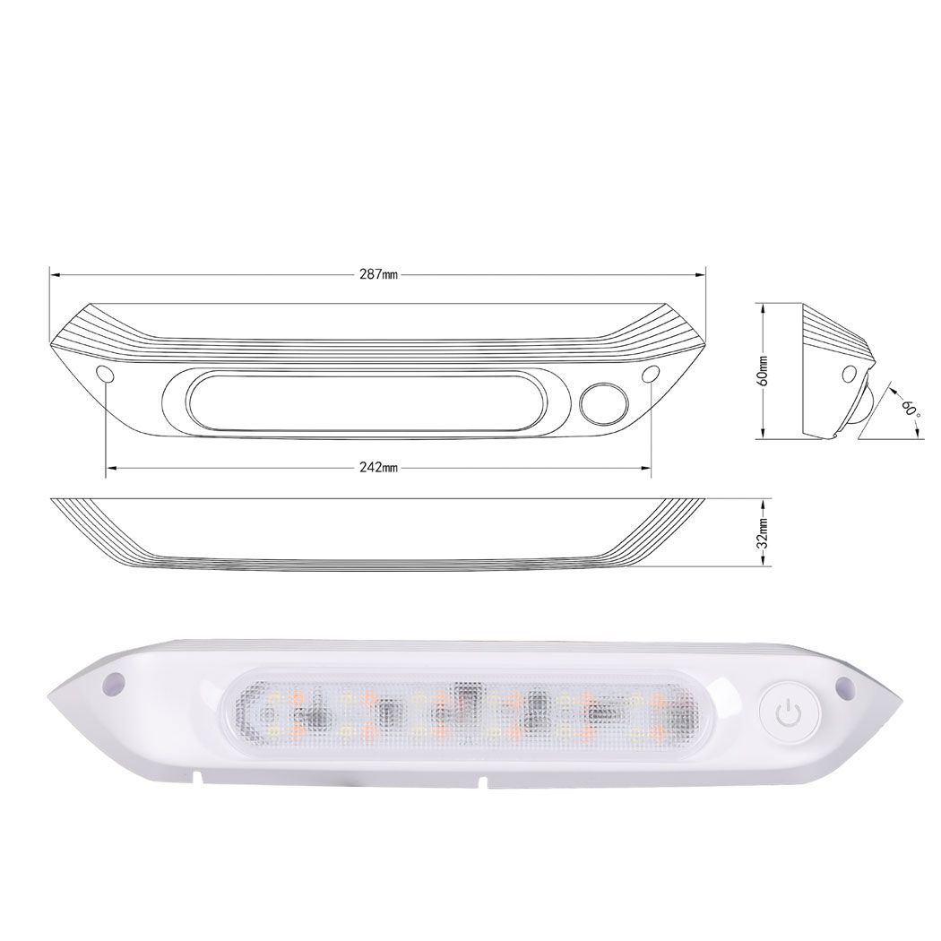 12V Dual LED Awning Light Amber White Waterproof Caravan Exterior