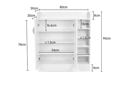 21 Pairs Shoe Cabinet Rack Storage Organiser - 80 x 30 x 90cm - White