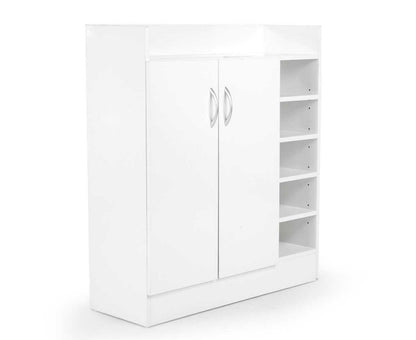 21 Pairs Shoe Cabinet Rack Storage Organiser - 80 x 30 x 90cm - White
