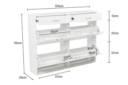 Shoe Cabinet Organizer Storage Rack 1200 x 240 x 920 - White