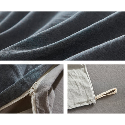 Quilt Cover Set Cotton Duvet King Blue Dark Grey