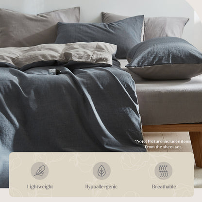 Quilt Cover Set Cotton Duvet King Blue Dark Grey