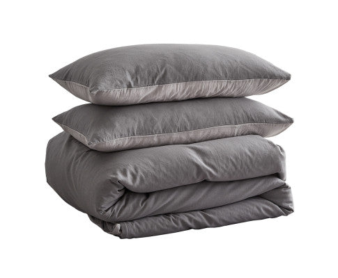 Cosy Club Duvet Cover Quilt Set King Flat Cover Pillow Case Grey Inspired