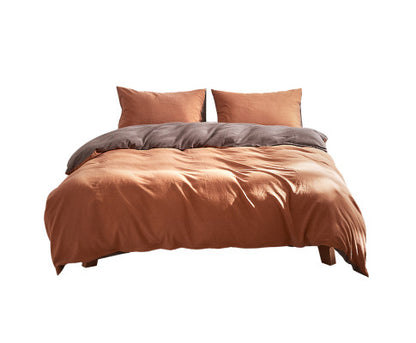 Quilt Cover Set Cotton Duvet King Orange Brown