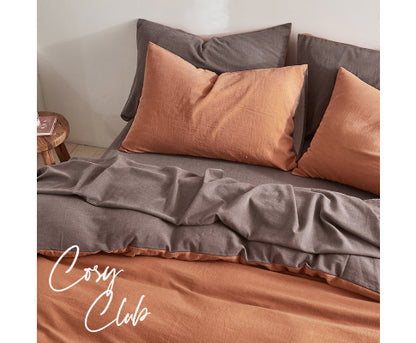 Quilt Cover Set Cotton Duvet King Orange Brown