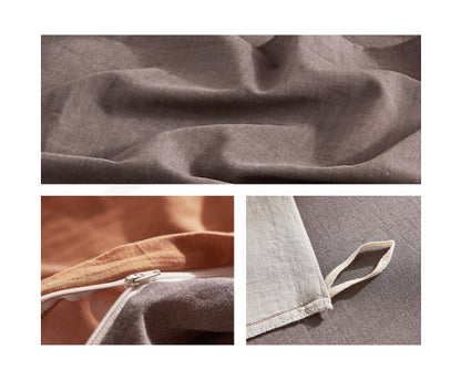 Quilt Cover Set Cotton Duvet King Orange Brown