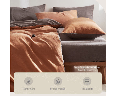 Quilt Cover Set Cotton Duvet King Orange Brown