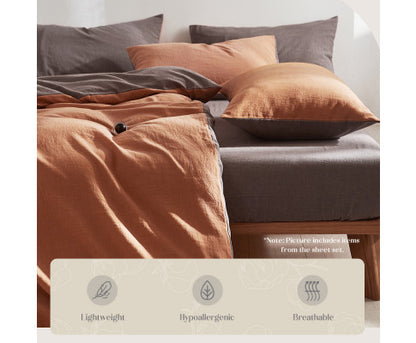 Quilt Cover Set Cotton Duvet King Orange Brown