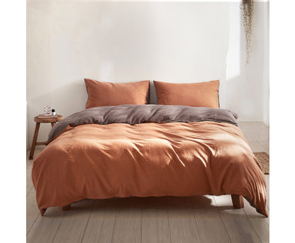 Quilt Cover Set Cotton Duvet King Orange Brown