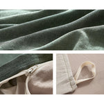 Quilt Cover Set Cotton Duvet Queen Green Beige
