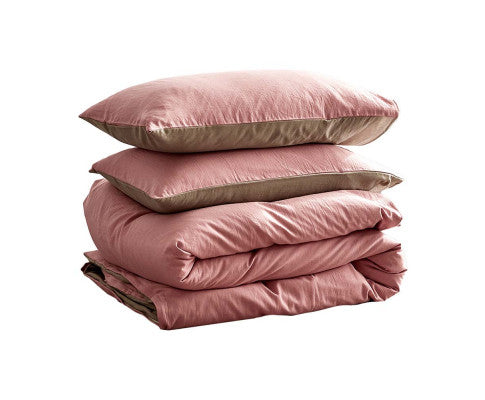 Cosy Club Duvet Cover Quilt Set Doona Cover Pillow Case Blush Beige QUEEN