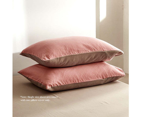 Cosy Club Duvet Cover Quilt Set Doona Cover Pillow Case Blush Beige QUEEN
