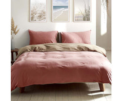 Cosy Club Duvet Cover Quilt Set Doona Cover Pillow Case Blush Beige QUEEN