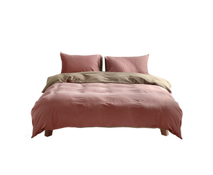 Cosy Club Duvet Cover Quilt Set Doona Cover Pillow Case Blush Beige QUEEN