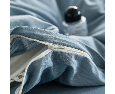 Beautiful Duvet Cover Quilt Set Flat Cover Pillow Case Essential Blue Single