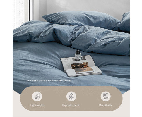 Beautiful Duvet Cover Quilt Set Flat Cover Pillow Case Essential Blue Single