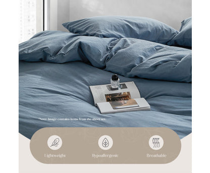 Beautiful Duvet Cover Quilt Set Flat Cover Pillow Case Essential Blue Single
