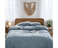 Beautiful Duvet Cover Quilt Set Flat Cover Pillow Case Essential Blue Single