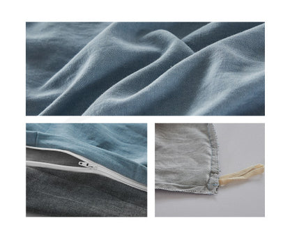 Cosy Club Quilt Cover Set Cotton Duvet Single Blue Dark Blue