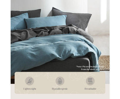 Cosy Club Quilt Cover Set Cotton Duvet Single Blue Dark Blue