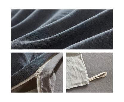 Cosy Club Quilt Cover Set Cotton Duvet Single Blue Dark Grey