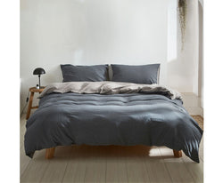 Cosy Club Quilt Cover Set Cotton Duvet Single Blue Dark Grey