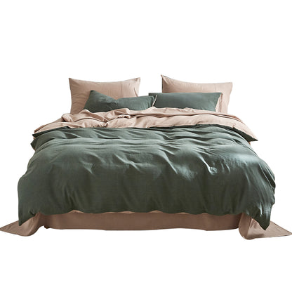 Quilt Cover Set Cotton Duvet Single Green Beige