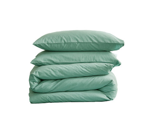 Comfortable Duvet Cover Quilt Set Flat Cover Pillow Case Essential Green Single