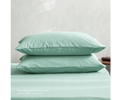 Comfortable Duvet Cover Quilt Set Flat Cover Pillow Case Essential Green Single