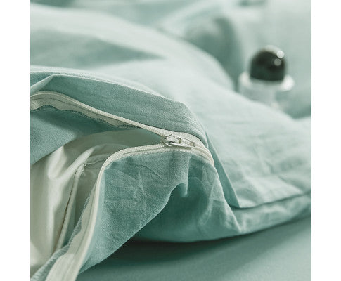 Comfortable Duvet Cover Quilt Set Flat Cover Pillow Case Essential Green Single