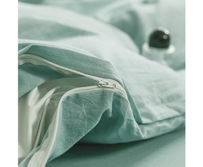Comfortable Duvet Cover Quilt Set Flat Cover Pillow Case Essential Green Single