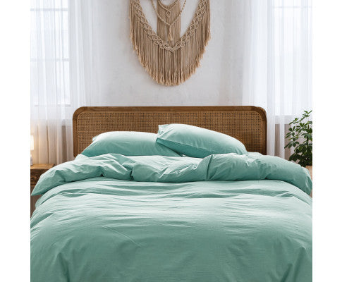 Comfortable Duvet Cover Quilt Set Flat Cover Pillow Case Essential Green Single