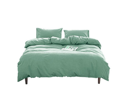 Comfortable Duvet Cover Quilt Set Flat Cover Pillow Case Essential Green Single