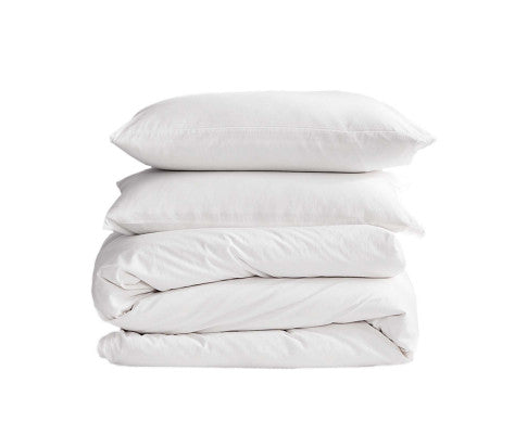Lightweight Duvet Cover Quilt Set Flat Cover Pillow Case Essential White Single