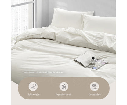 Lightweight Duvet Cover Quilt Set Flat Cover Pillow Case Essential White Single