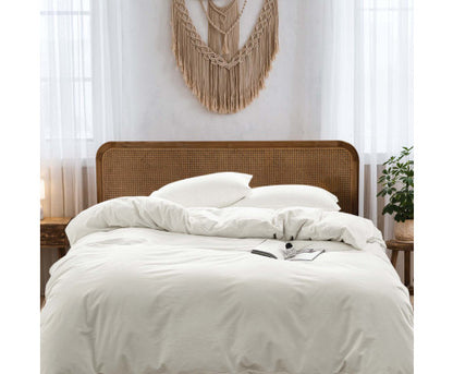 Lightweight Duvet Cover Quilt Set Flat Cover Pillow Case Essential White Single